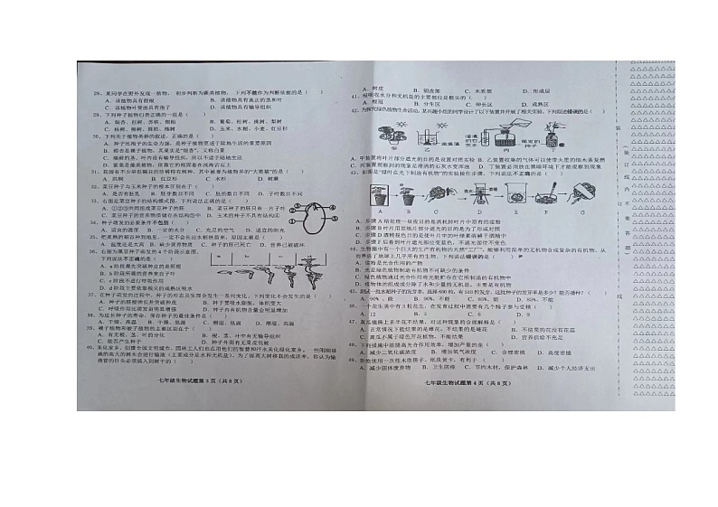 黑龙江省双鸭山市集贤县2022-2023学年七年级上学期期末生物测试题02