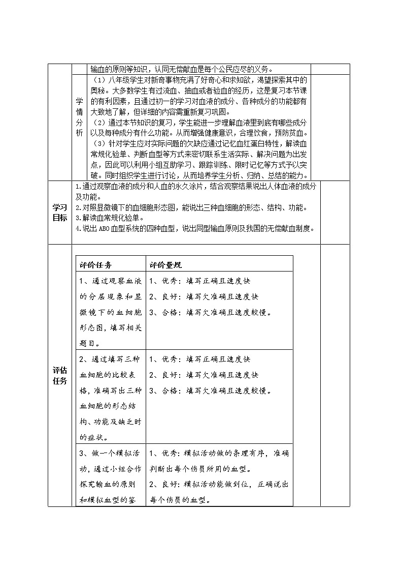 济南版生物七年级下册 3.3.1物质运输的载体 教案02