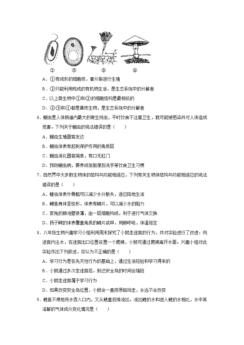 辽宁省大连市高新技术产业园区2022-2023学年八年级上学期期末生物试卷(含答案)第2页