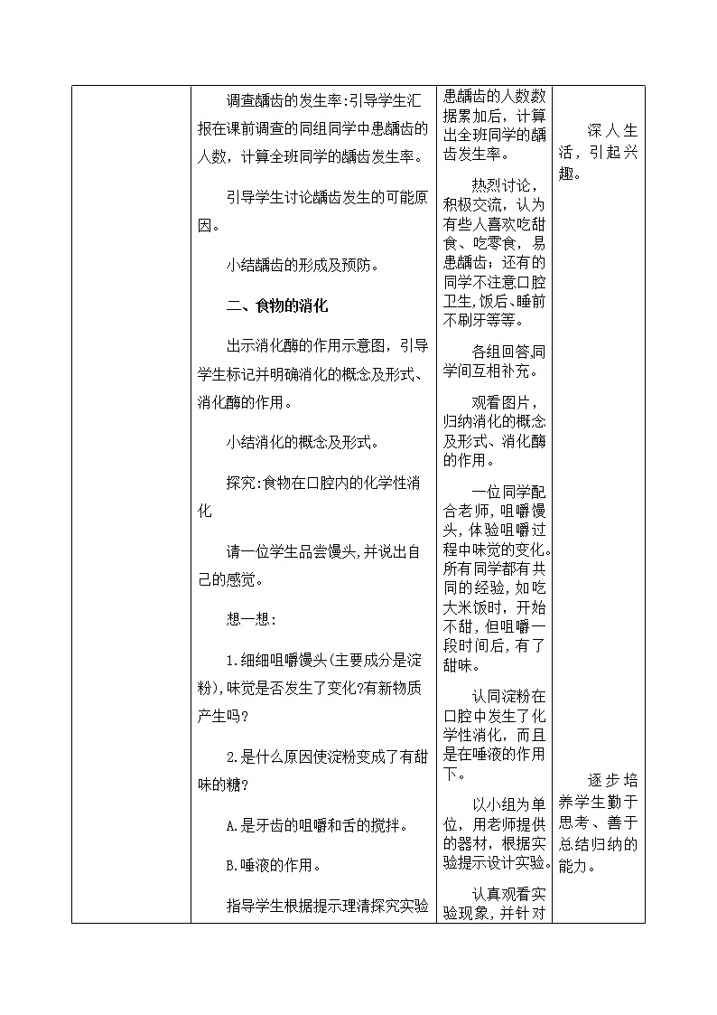 苏教版七下生物教案 9.2 人体的消化和吸收03