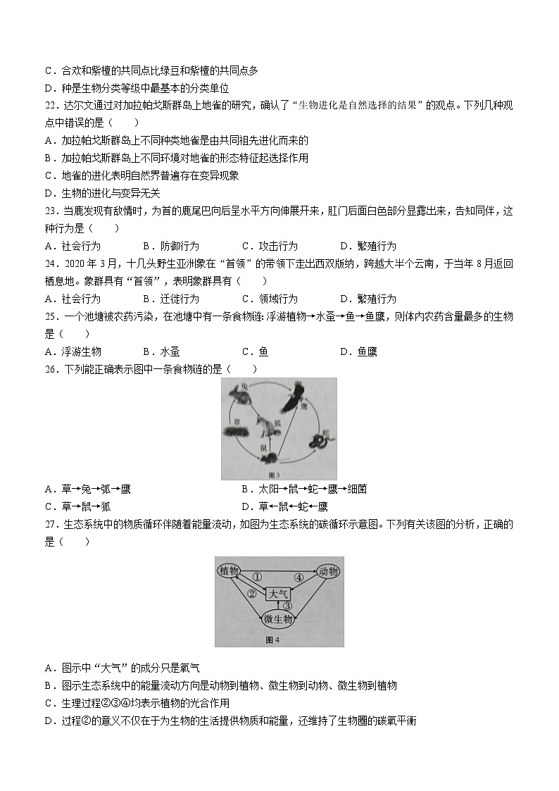 云南省文山州文山市2022-2023学年八年级上学期期末生物试题（含答案）03