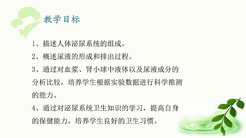 济南版生物七年级下册 第三单元 第四章 第一节 尿液的形成和排出 课件第2页