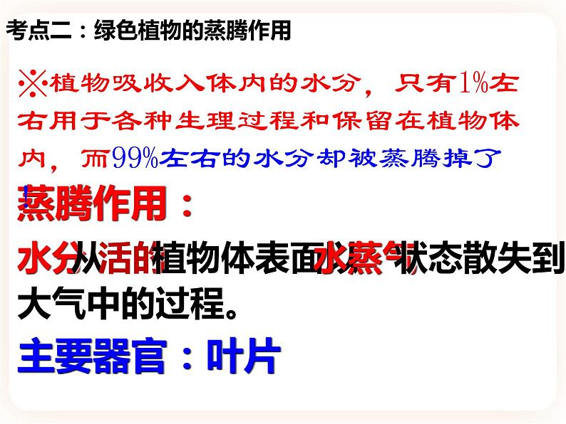 【中考一轮复习】新课标中考生物人教版课件：专题6《绿色植物与生物圈的水循环》第7页