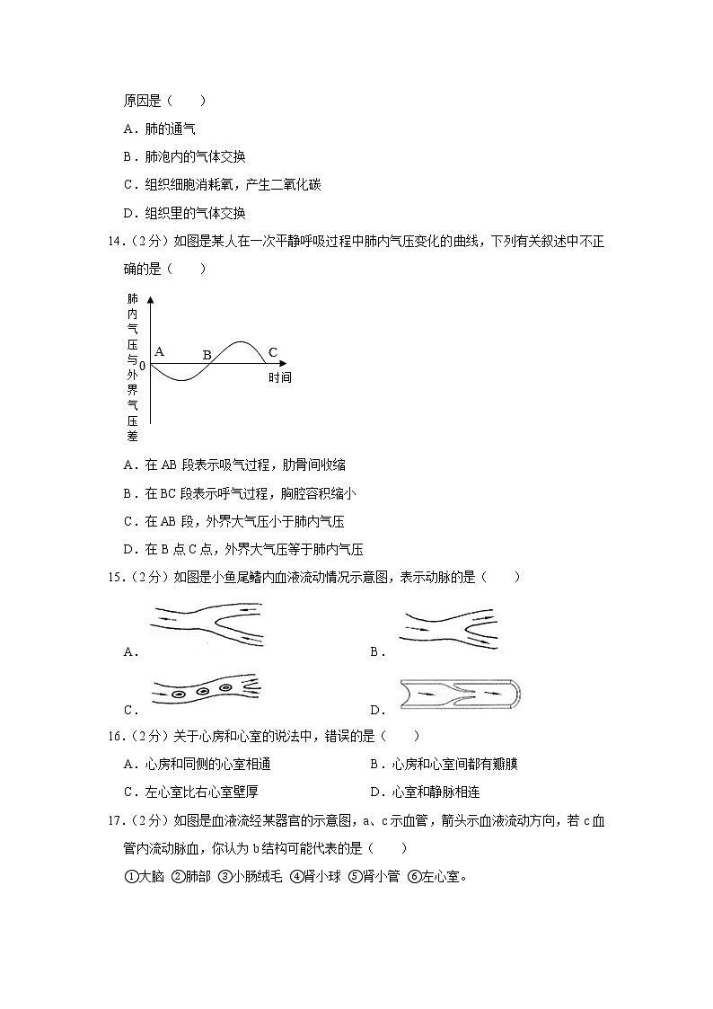 人教版七年级下册生物——期末测试卷7【含答案】03
