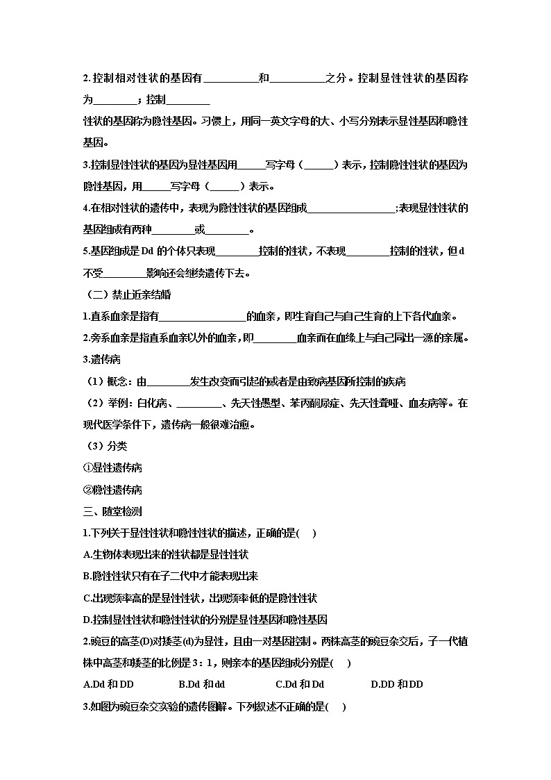 人教版生物八下 7.2.3基因的显性和隐性 【学案】02