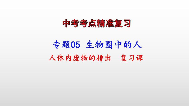 2023年中考生物全考点精讲课件--  生物圈中的人（四）人体内废物的排出第1页