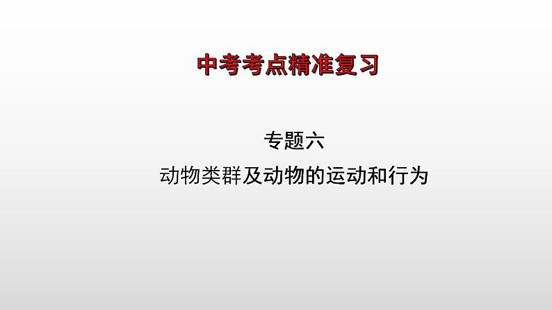 2023年中考生物全考点精讲课件-- 动物类群及动物的运动和行为第1页