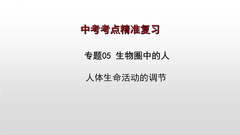 2023年中考生物全考点精讲课件-- 生物圈中的人（五）人体生命活动的调节第1页