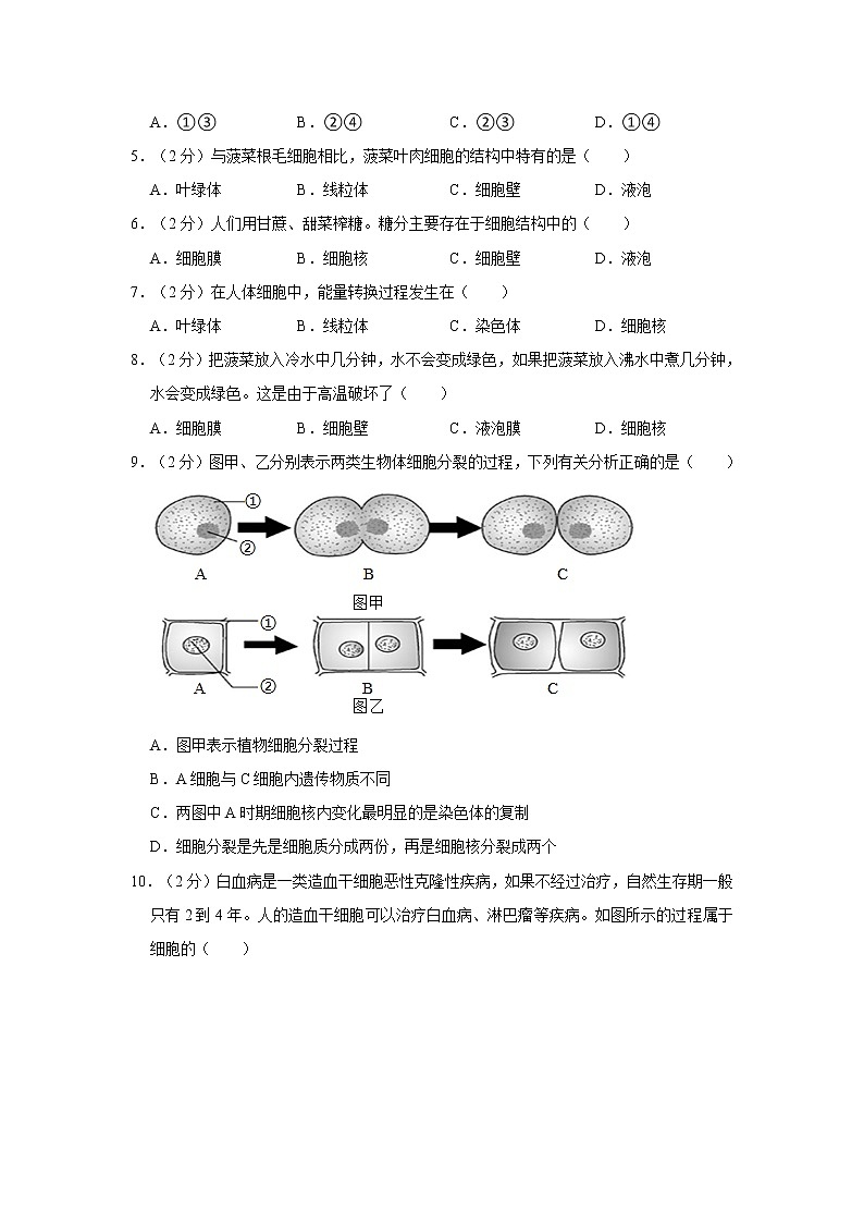 河北省承德市承德县2022-2023学年七年级上学期期末生物试卷（含答案）第2页