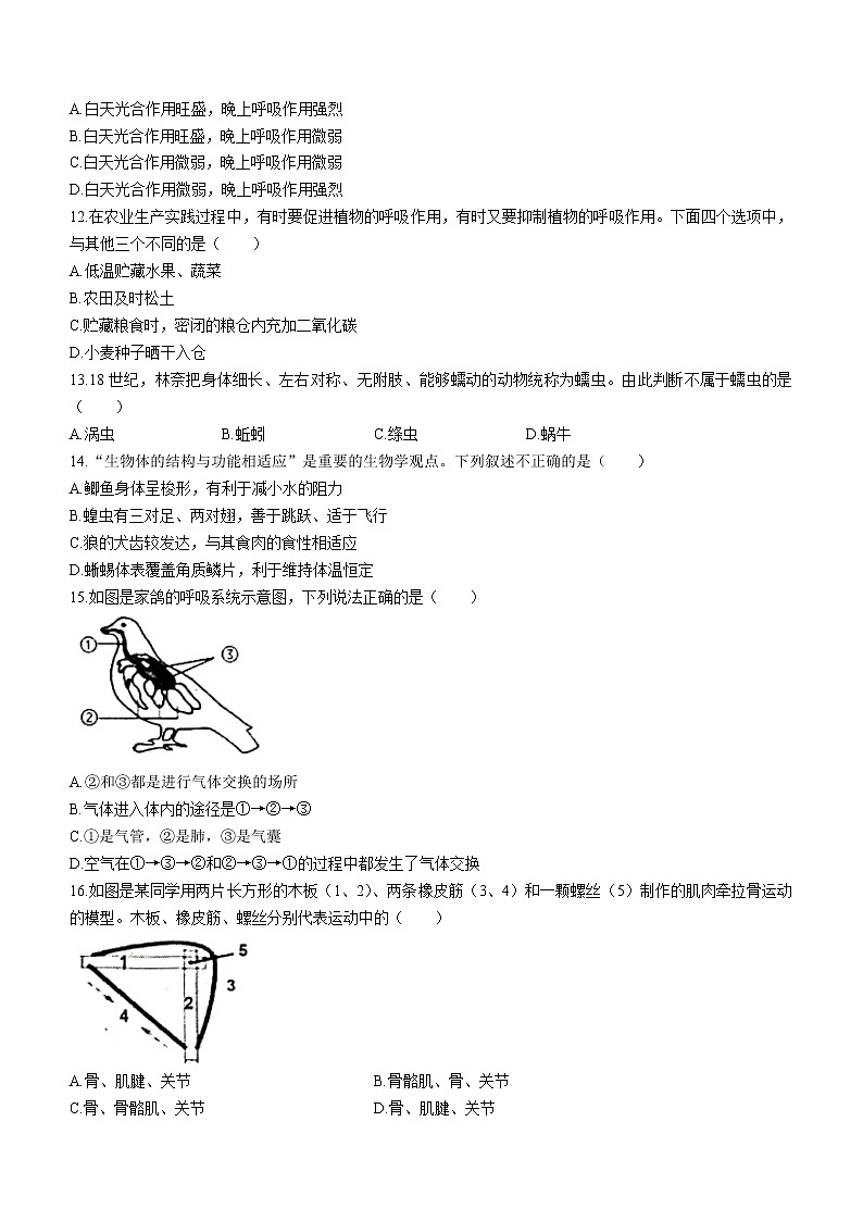 山东省菏泽市东明县2022-2023学年七年级上学期期末生物试题（含答案）03