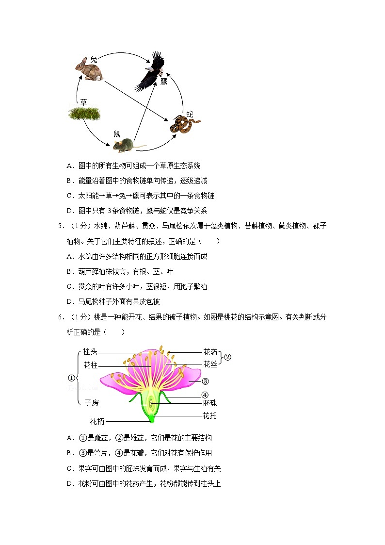 2022年江苏省连云港市中考生物试卷含答案第2页