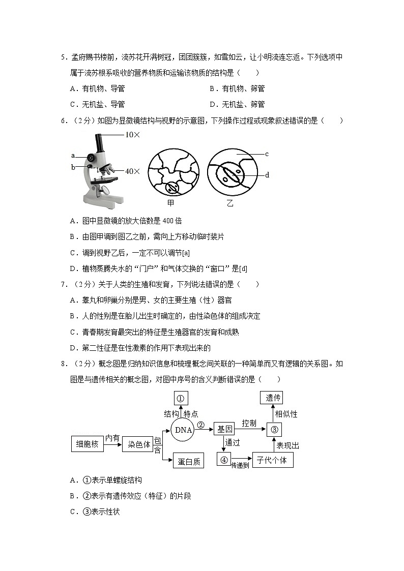 2022年山东省济宁市中考生物试卷含答案02