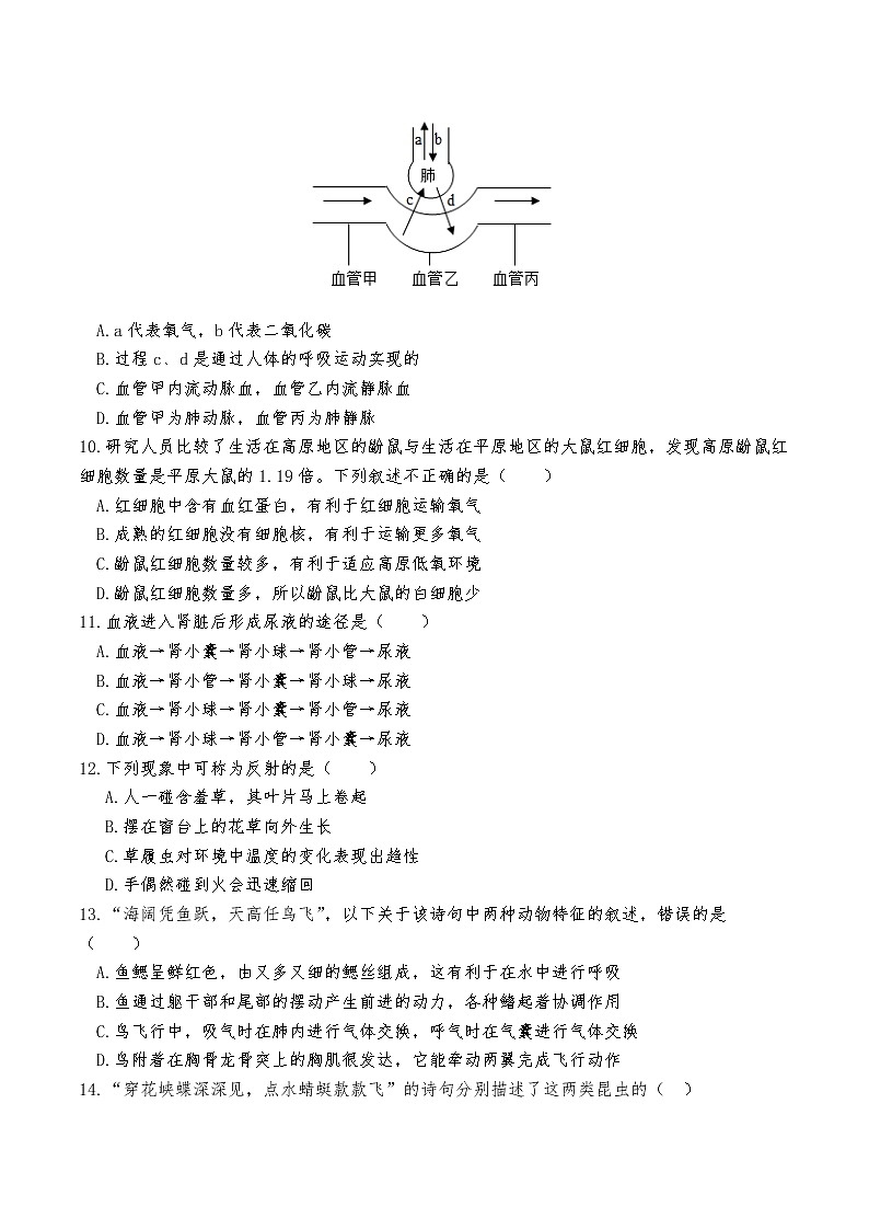 生物（湖北武汉卷）-学易金卷：2023年中考第一次模拟考试卷03