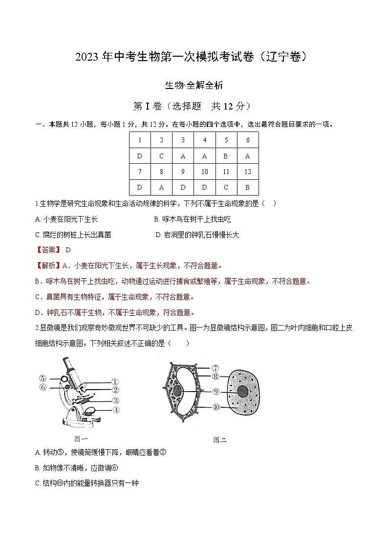 生物（辽宁卷）（全解全析）第1页