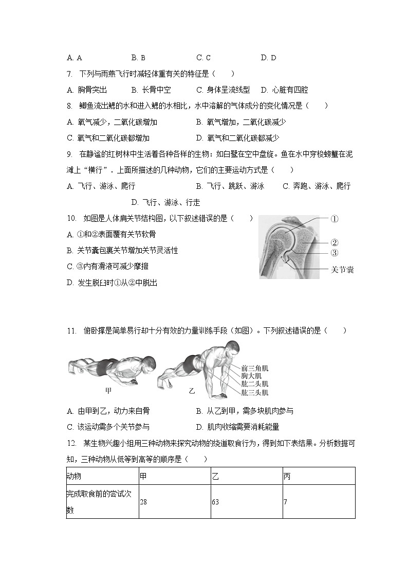 2022-2023学年河北省保定市唐县八年级（上）期末生物试卷（含解析）02