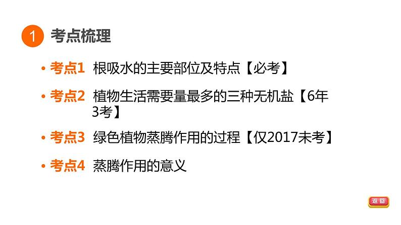 人教版中考生物一轮复习--第8课时　绿色植物的生活需要水和无机盐（复习课件）第3页