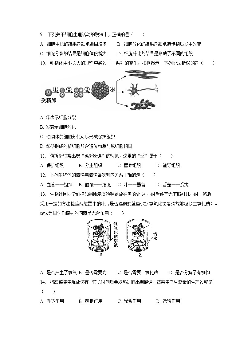 2022-2023学年河南省驻马店市西平县七年级（上）期末生物试卷（含解析）第2页