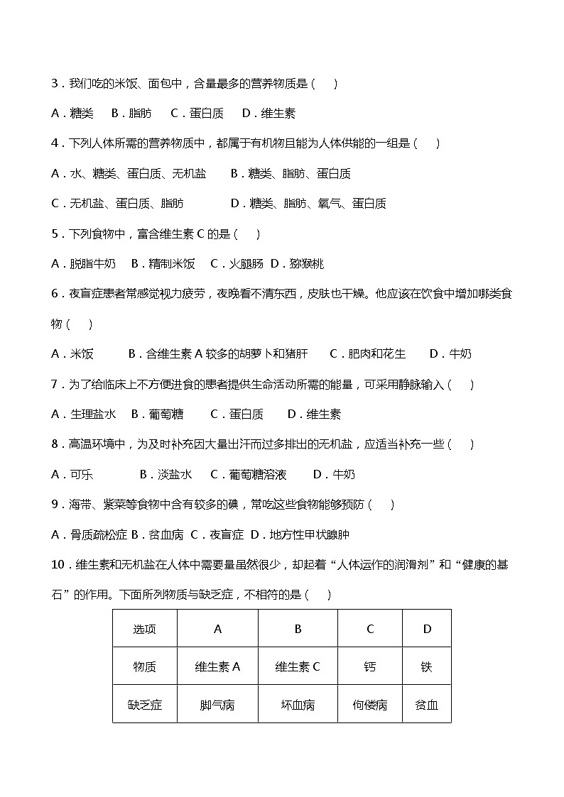 第九章 人的食物来自环境（基础卷）（原卷版）第2页