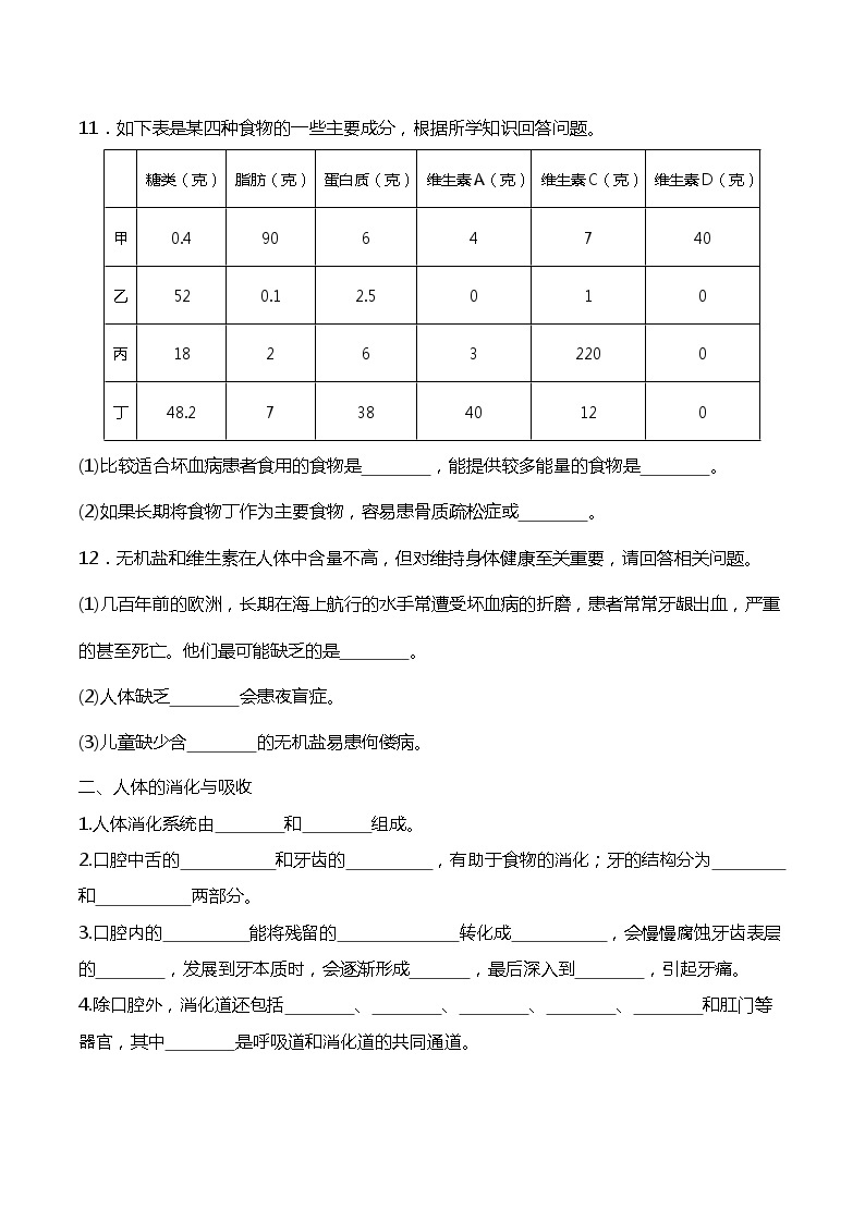 第九章 人的食物来自环境（基础卷）——2022-2023学年七年级下册生物单元卷（苏教版）03