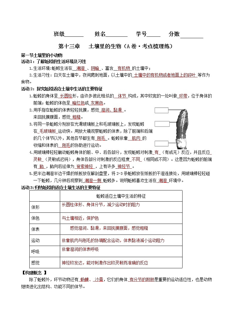 第十三章  土壤里的生物（基础卷）——2022-2023学年七年级下册生物单元卷（苏科版）（原卷版+解析版）01