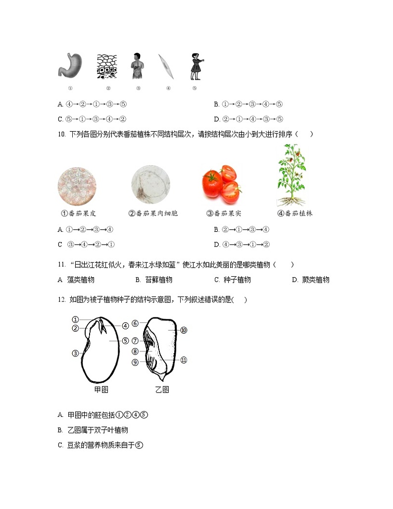河北省承德地区2022-2023学年七年级上册生物期末专项突破试卷第3页