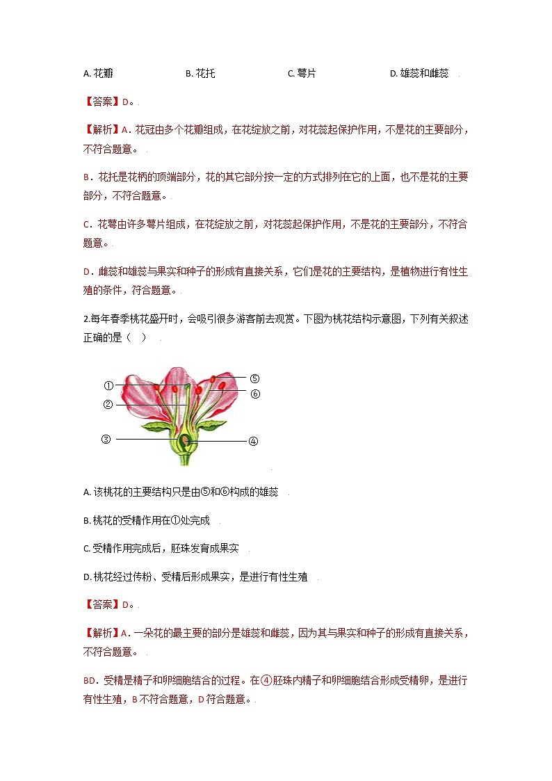 初中生物一轮复习【讲通练透】 考点14 开花和结果03