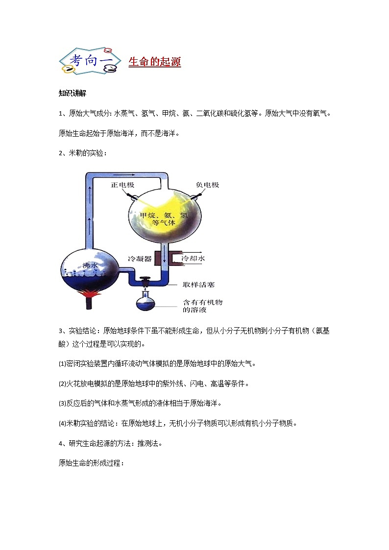 初中生物一轮复习【讲通练透】 考点41 生命起源和生物进化02
