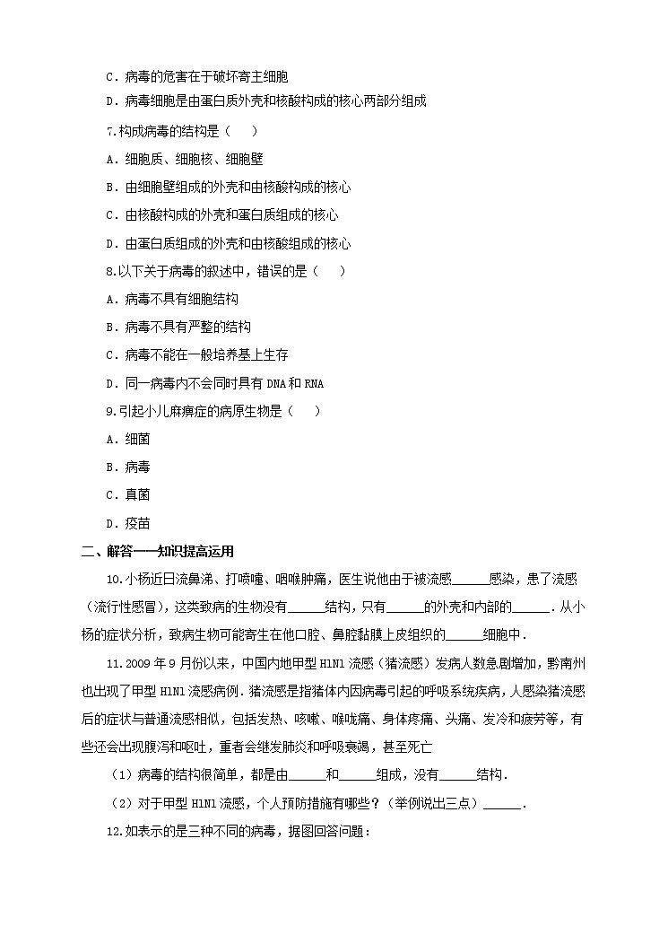 济南版生物七上 3.1《病毒》   课件+教案+练习+视频02