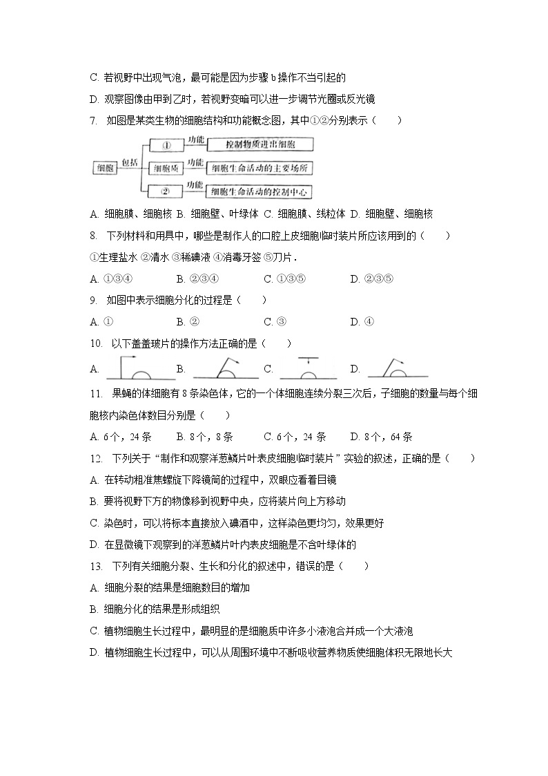 2022-2023学年江苏省徐州二十六中七年级（下）段考生物试卷（3月份）（含解析）03