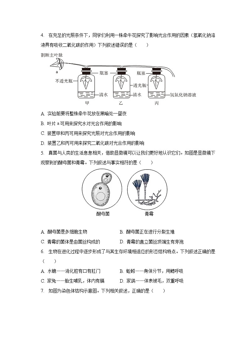 2022-2023学年山东省德州市齐河县马集乡中学八年级（下）第一次月考生物试卷（含解析）02