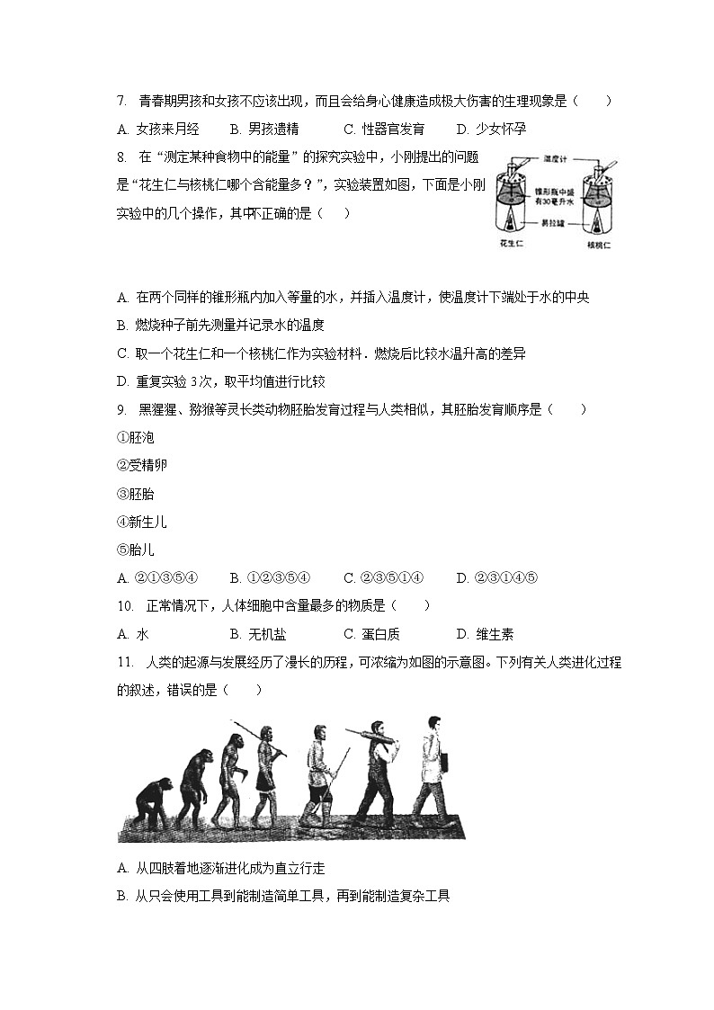 2022-2023学年山西省太原市晋源区长兴南街学校七年级（下）月考生物试卷（3月份）（含解析）第2页