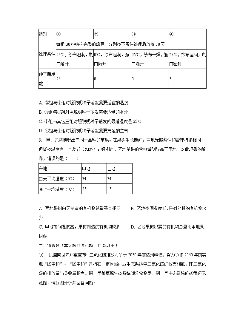 2022-2023学年湖北省孝感市应城市七年级（上）期末生物试卷（含解析）第3页