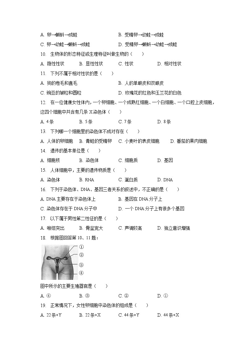 2022-2023学年福建省莆田十五中八年级（下）月考生物试卷（3月份）（含解析）第2页
