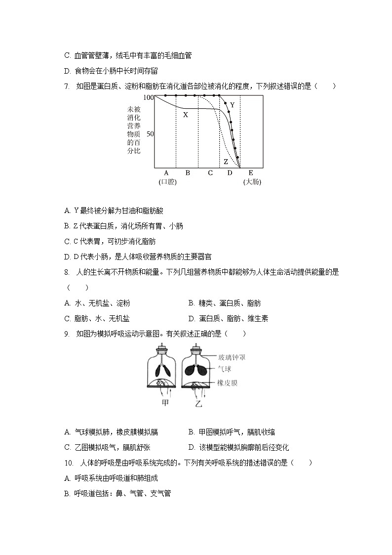 2022-2023学年四川省眉山市东坡区百坡中学七年级（下）月考生物试卷（3月份）（含解析）第2页