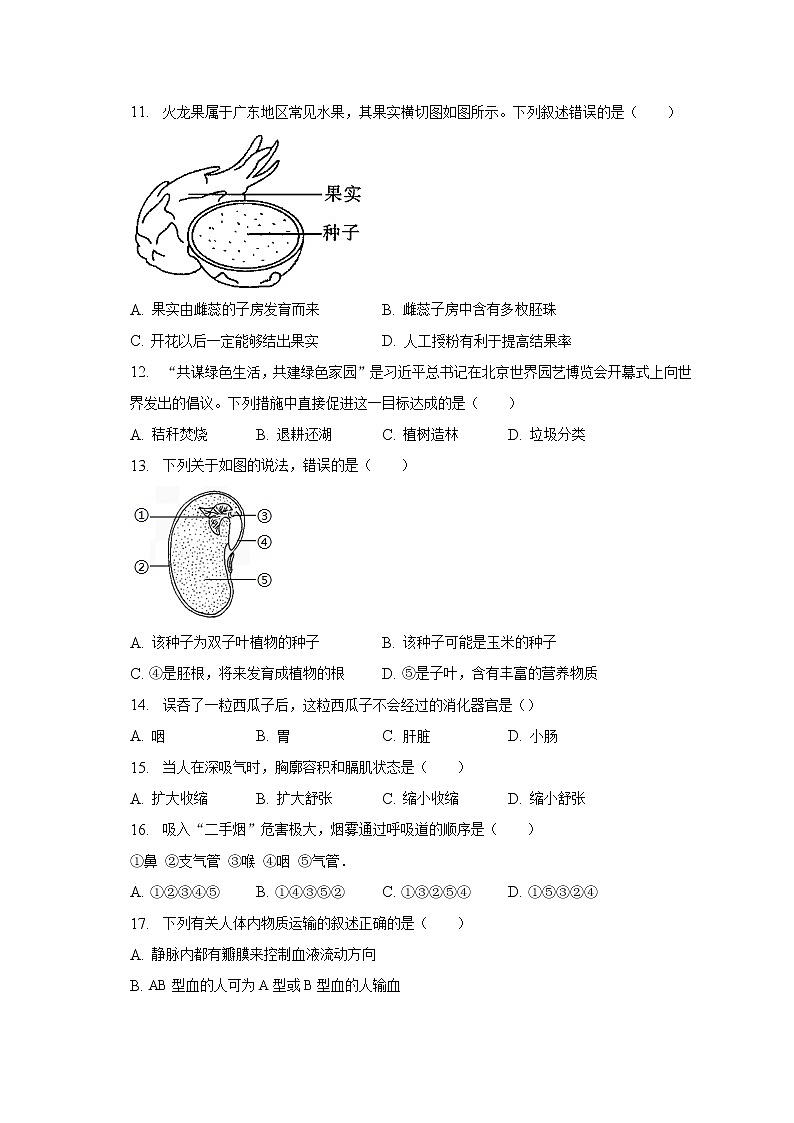 2022-2023学年广东省揭阳市惠来县部分学校九年级（下）月考生物试卷（含解析）第3页