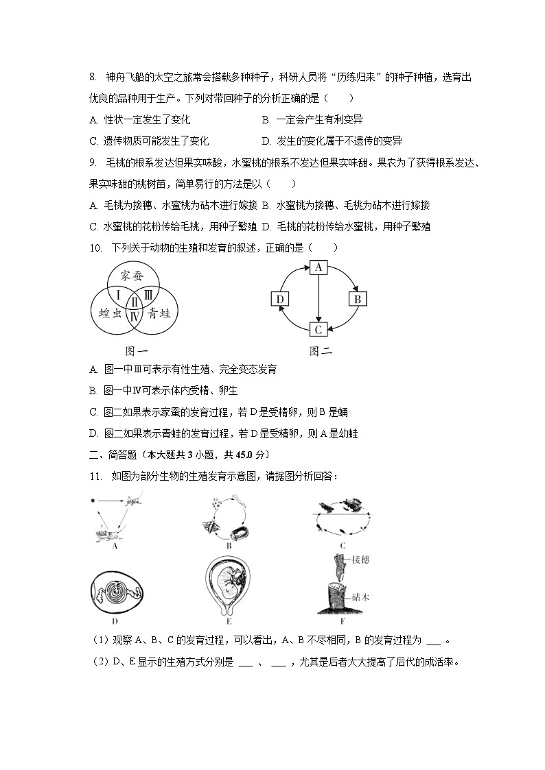 2022-2023学年安徽省亳州市利辛县阚疃金石中学八年级（下）月考生物试卷（一）（含解析）第2页