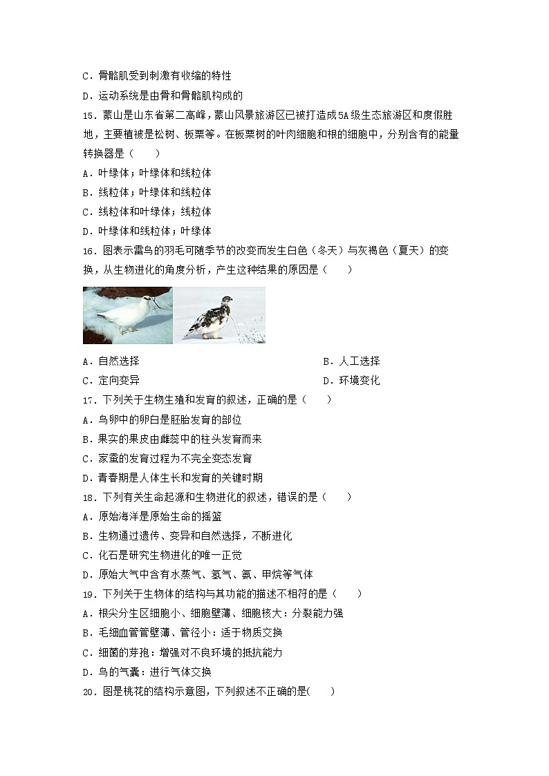 2023年四川省成都市初中生物水平考试模拟试题（冲刺卷）（含答案）03