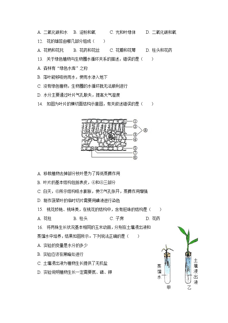 2022-2023学年河南省驻马店市汝南县七年级（上）期末生物试卷（含解析）第2页