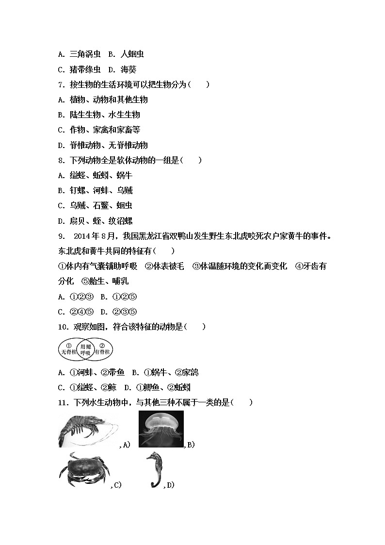 初中生物中考复习 2020届中考生物复习跟踪检测：生物的分类第2页