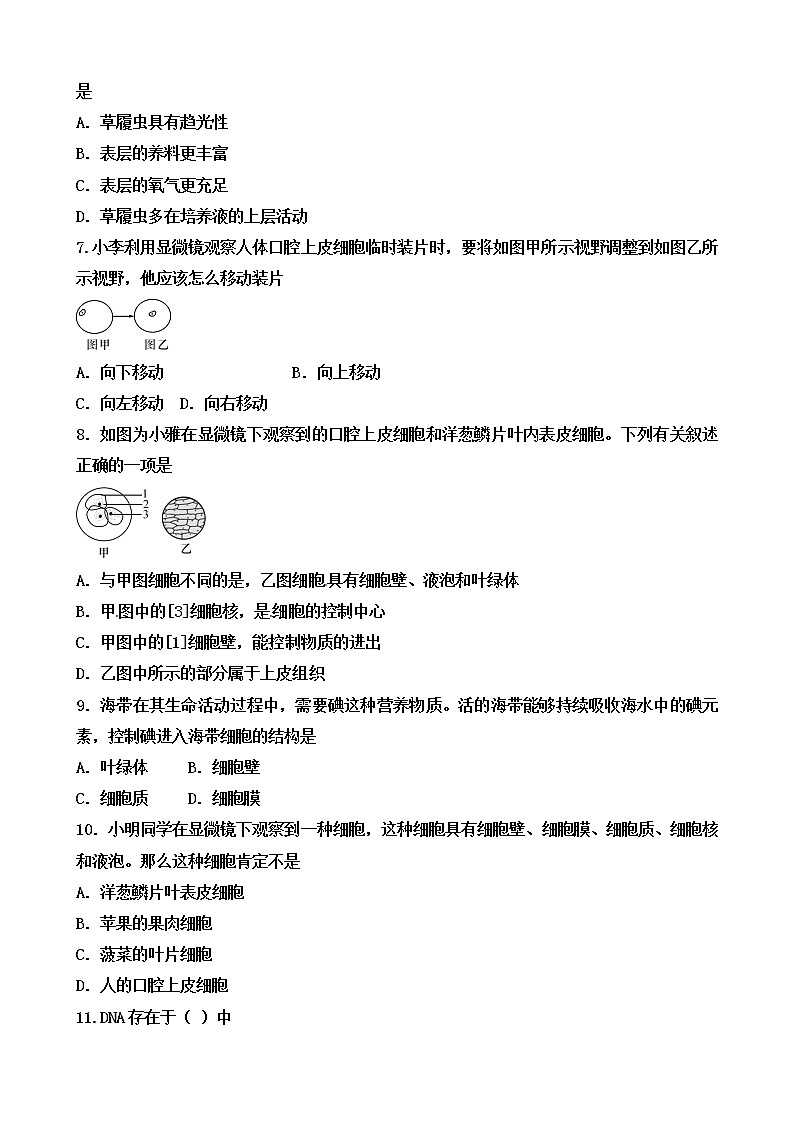 初中生物中考复习 2020届中考生物复习跟踪检测：细胞第2页