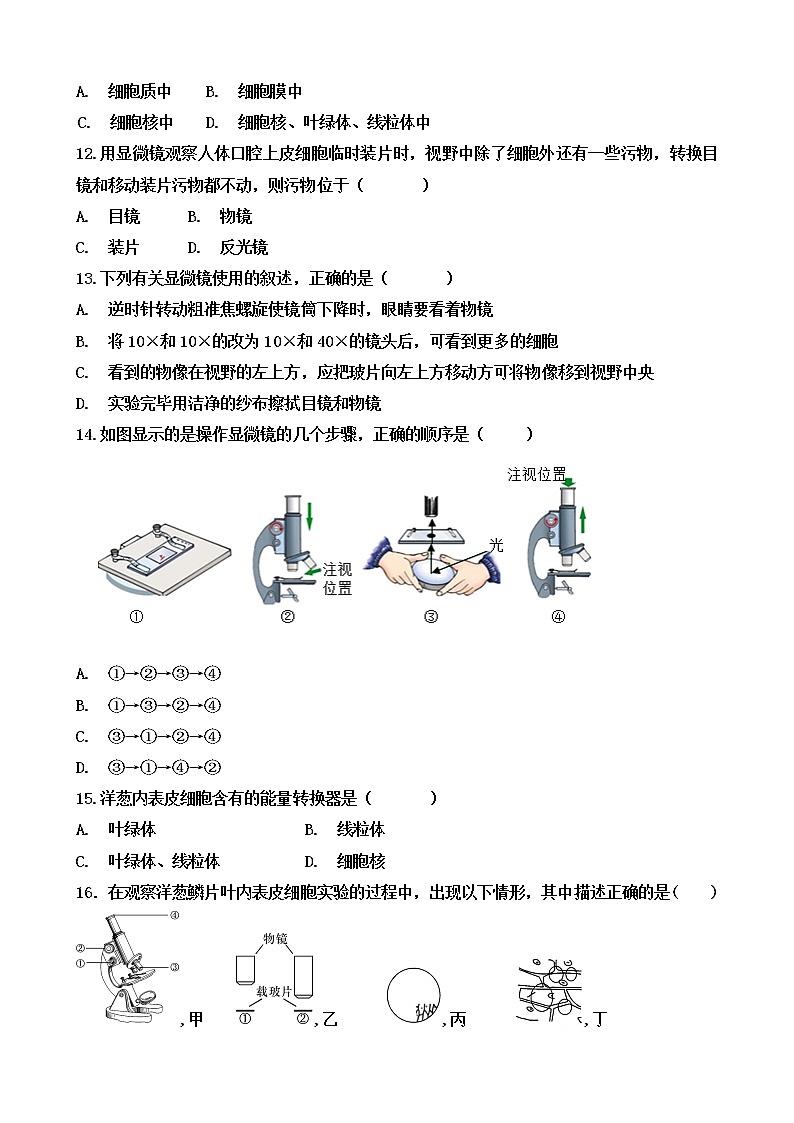初中生物中考复习 2020届中考生物复习跟踪检测：细胞第3页