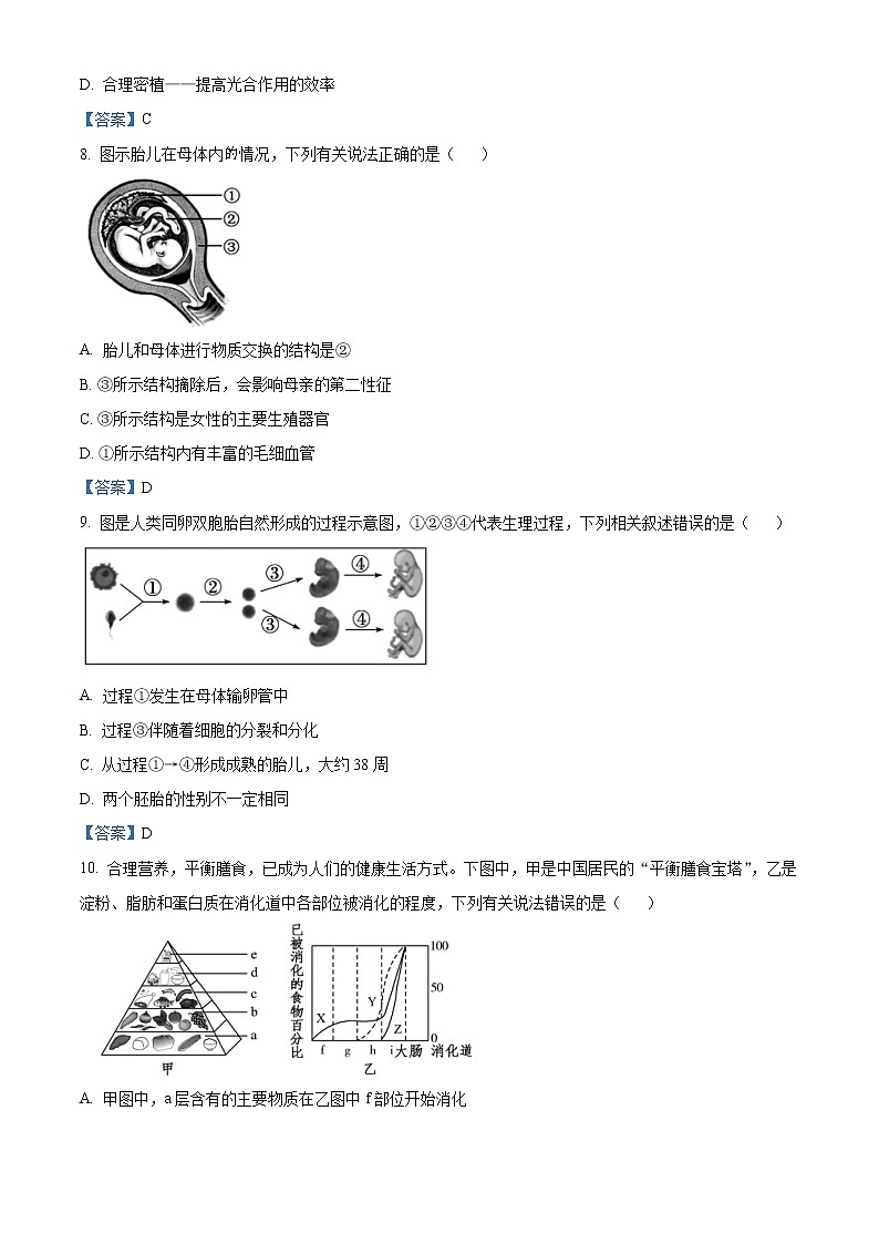 初中生物中考复习 2021年山东省临沂市兰山区中考一轮模拟生物试题03