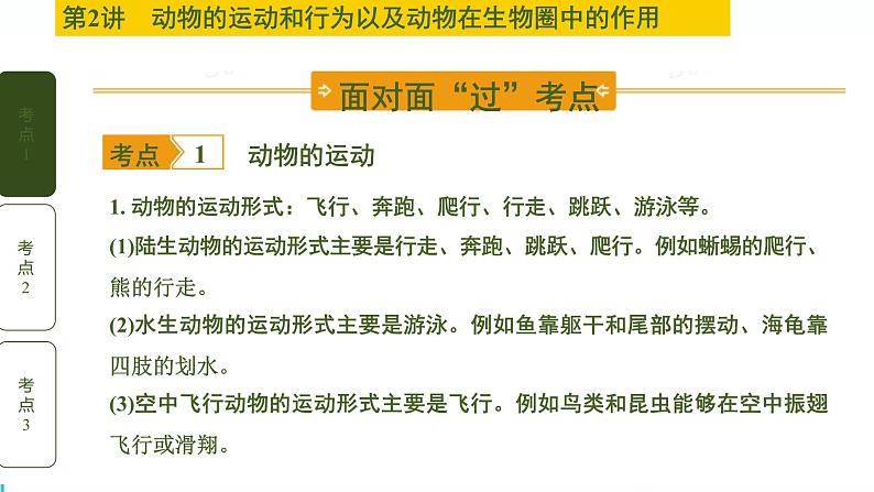 初中生物中考复习 第2讲 动物的运动和行为以及动物在生物圈中的作用课件PPT第2页