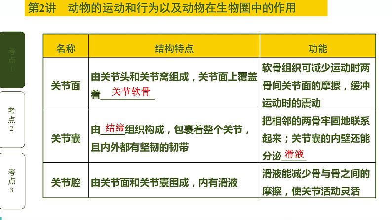 初中生物中考复习 第2讲 动物的运动和行为以及动物在生物圈中的作用课件PPT第4页