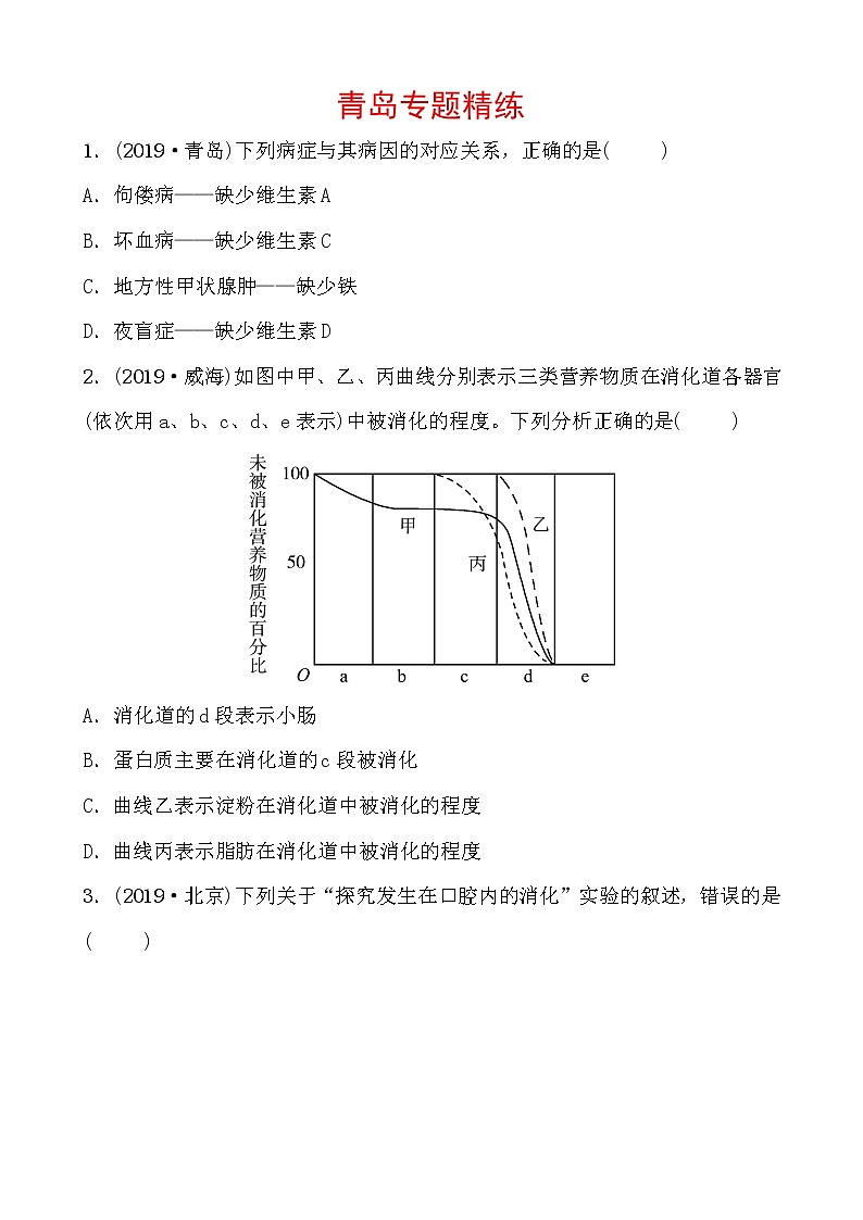 初中生物中考复习 05专题五 专题精练第1页