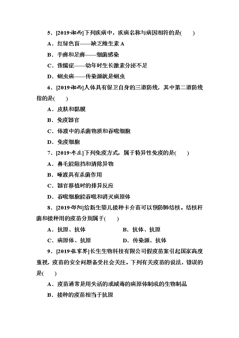 初中生物中考复习 第25单元　传染病与免疫第2页