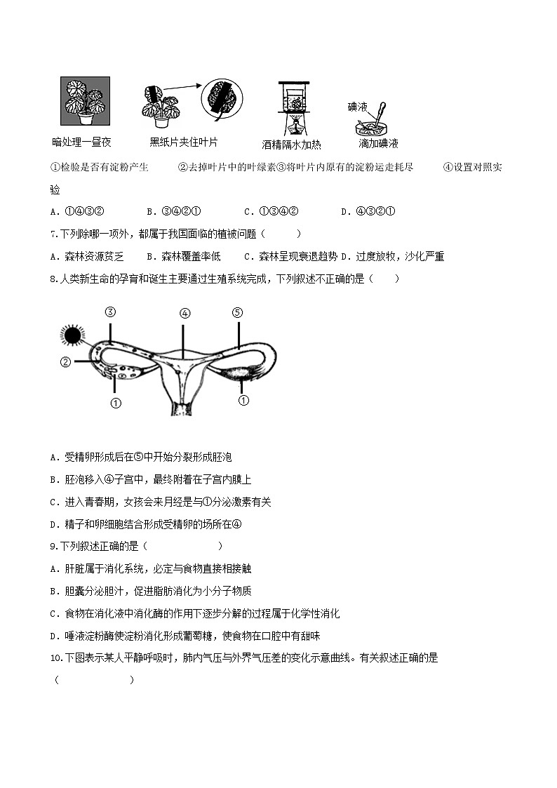 初中生物中考复习 黄金卷1-【赢在中考·黄金八卷】备战2022年中考生物全真模拟卷（全国通用）（原卷版）02