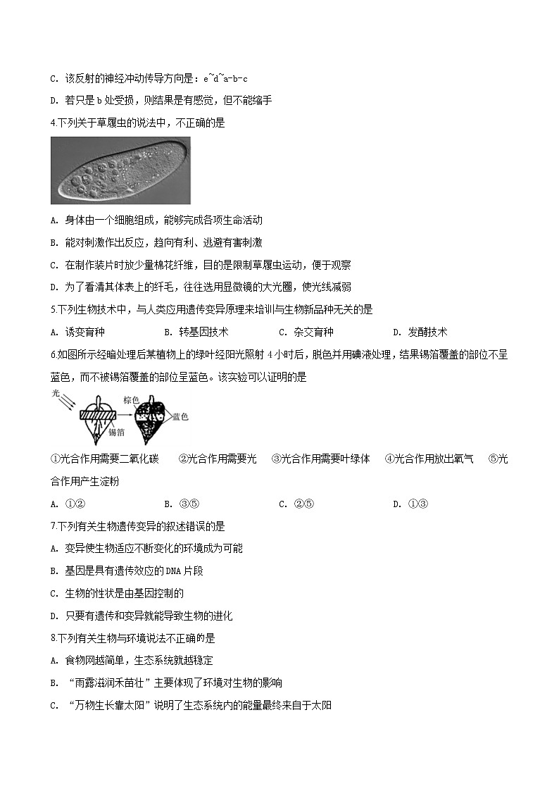 初中生物中考复习 精品解析：2018年北京市通州区一模生物试题（原卷版）第2页