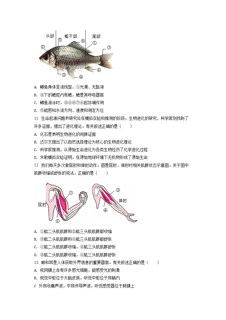 初中生物中考复习 精品解析：2022年江苏省连云港市中考生物真题（原卷版）03