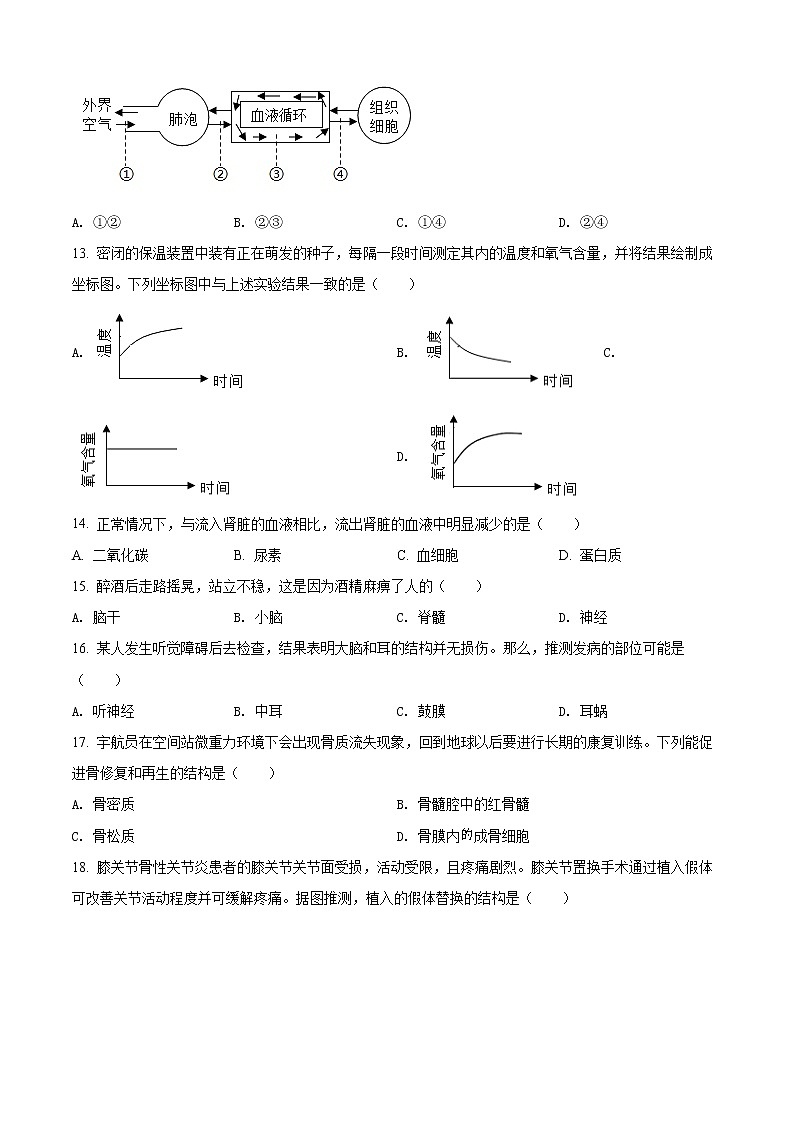 初中生物中考复习 精品解析：2022年江苏省苏州市中考生物真题（原卷版）03